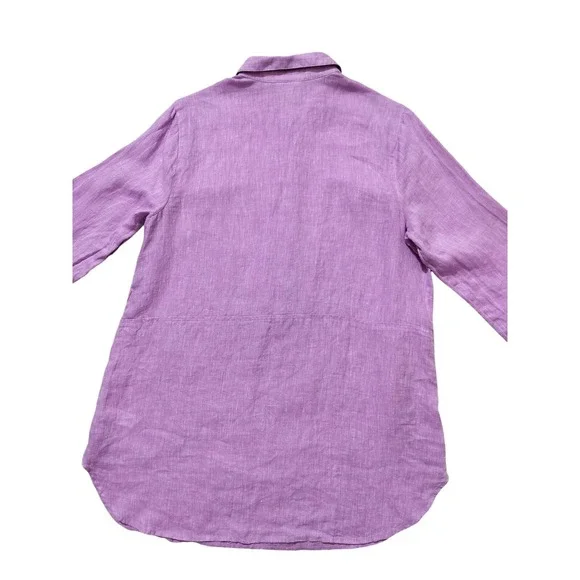 J.Jill Women's Love Linen‎ Tunic Blouse Light Purple Long Sleeve Top Size M - Picture 8 of 12